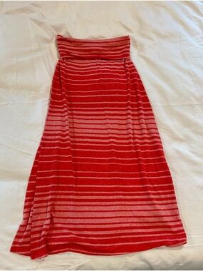 Mossimo Supply Co. Red and Pink Striped Fold Over Maxi Skirt